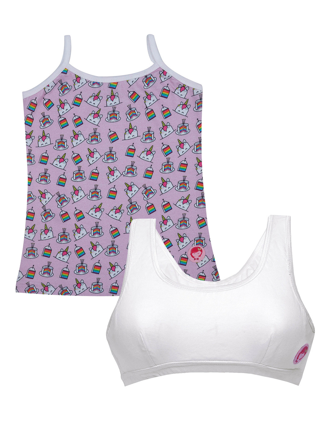 

DChica Pack of 2 Pink & White Solid Non-Wired Non Padded Everyday Bra DCCMMR6623