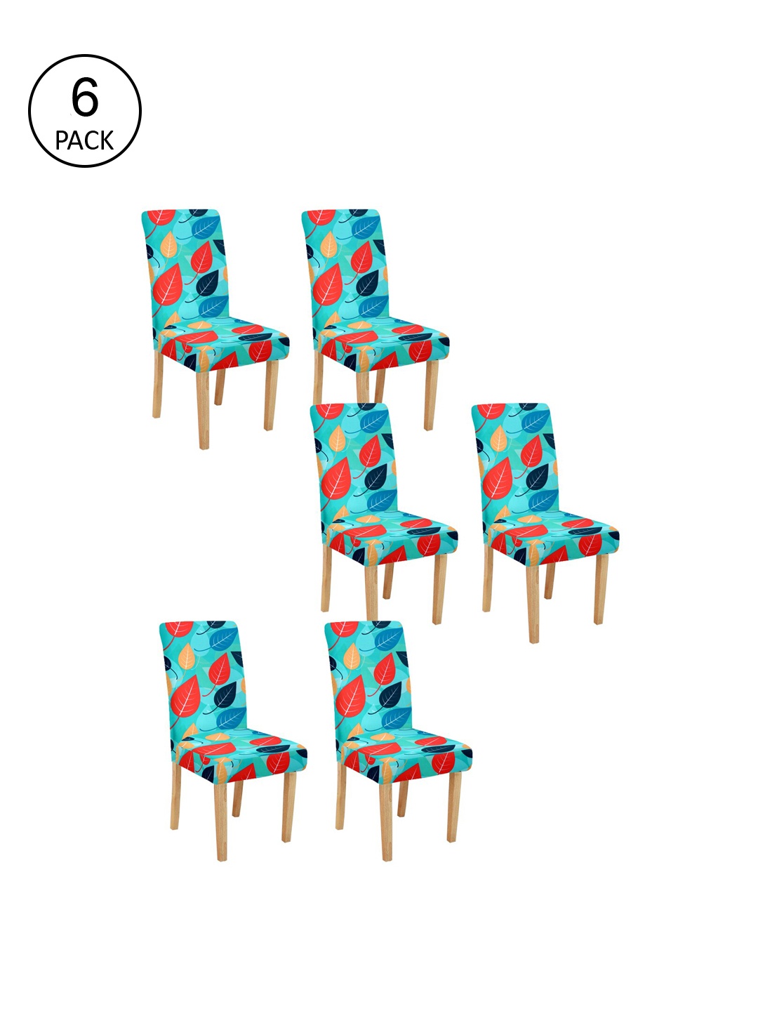 

Cortina Set of 6 Sea Green & Orange Printed Chair Covers