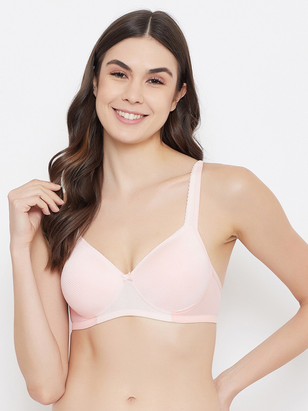 

Clovia Pink Printed Non-Wired Lightly Padded T-shirt Bra BR1386M2236E