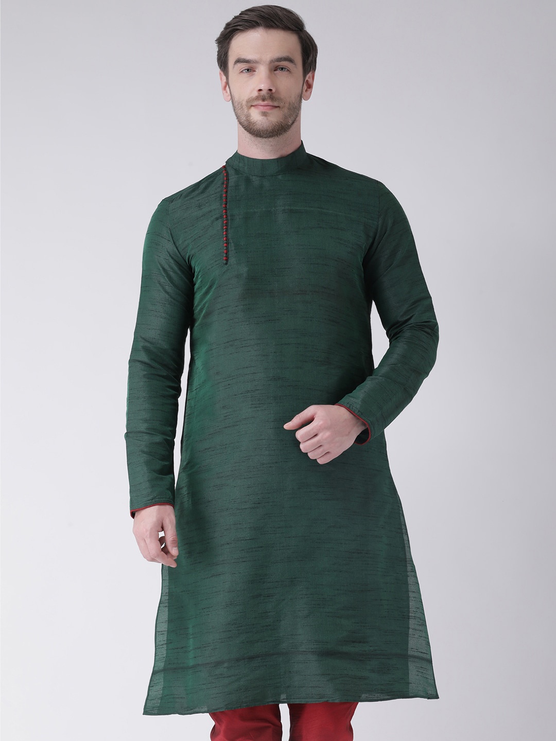 DEYANN Men Green Solid Kurta