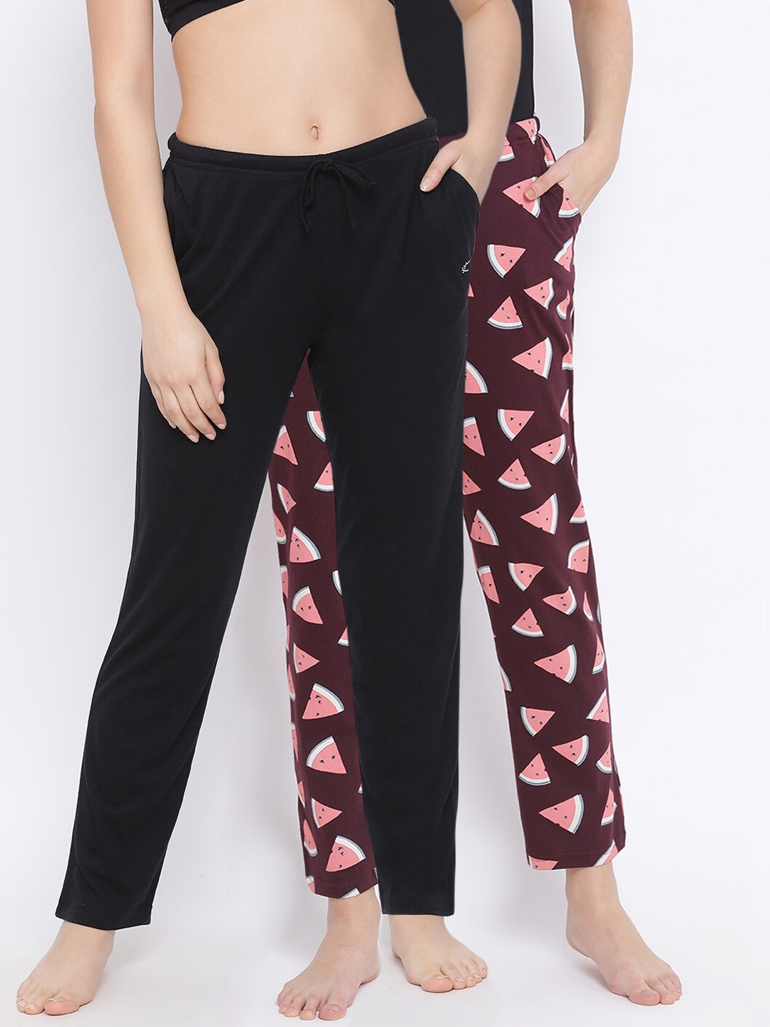 

Kanvin Women Pack Of 2 Pure Cotton Lounge Pants, Brown