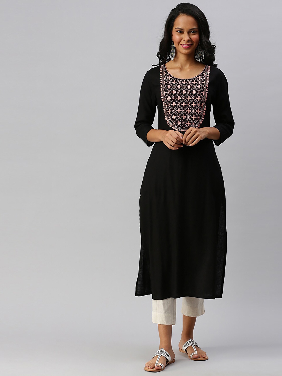 

Soch Women Black Embroidered Kurta