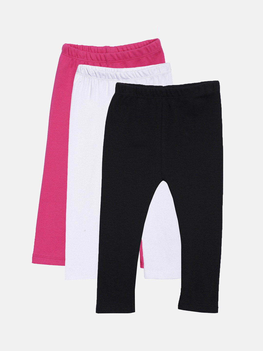 

Kryptic Girls Pack of 3 Pure Cotton Solid Ankle-Length Leggings, Black