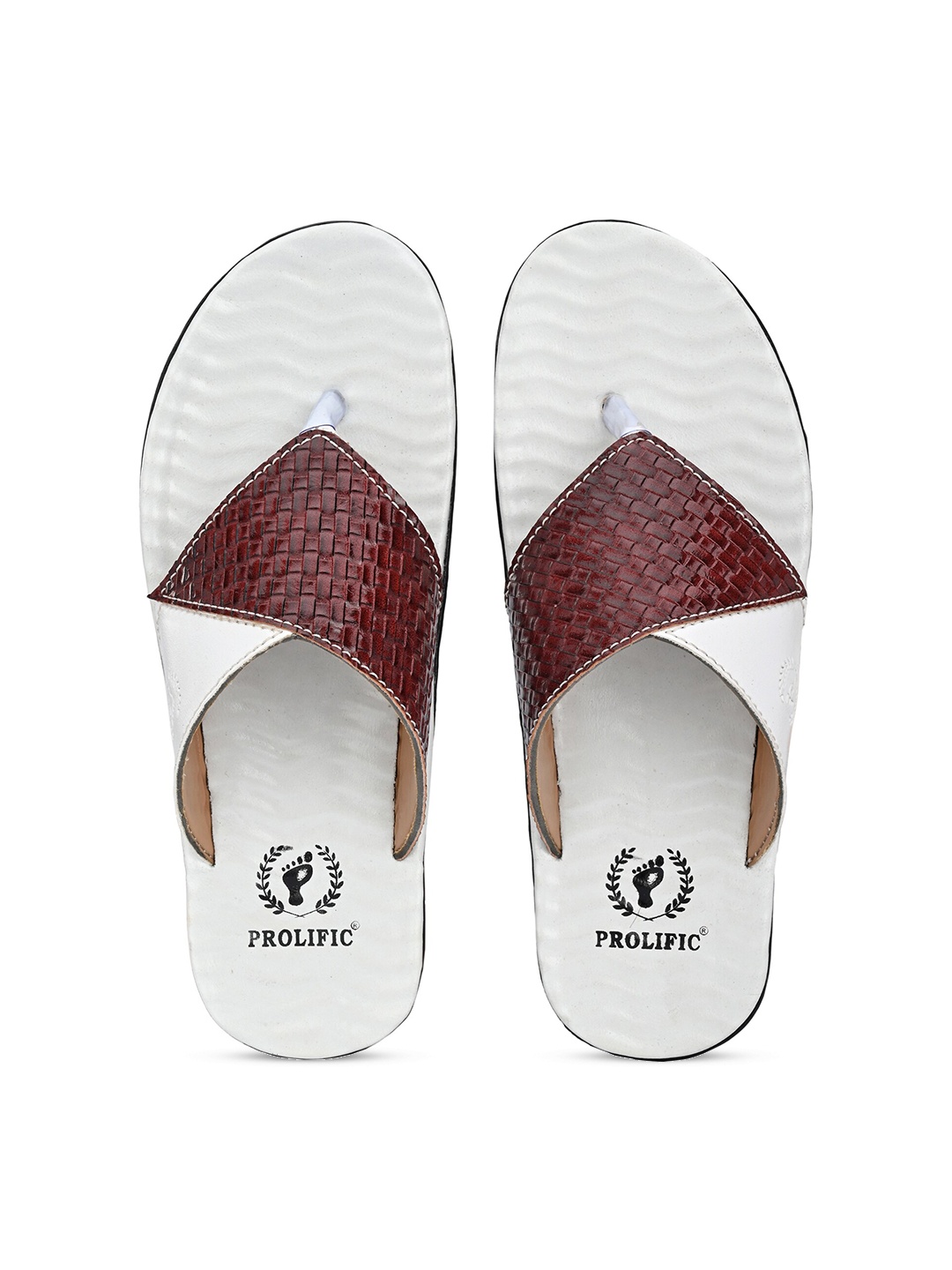 

Prolific Men Brown & White Basketweave Textured Comfort Sandals