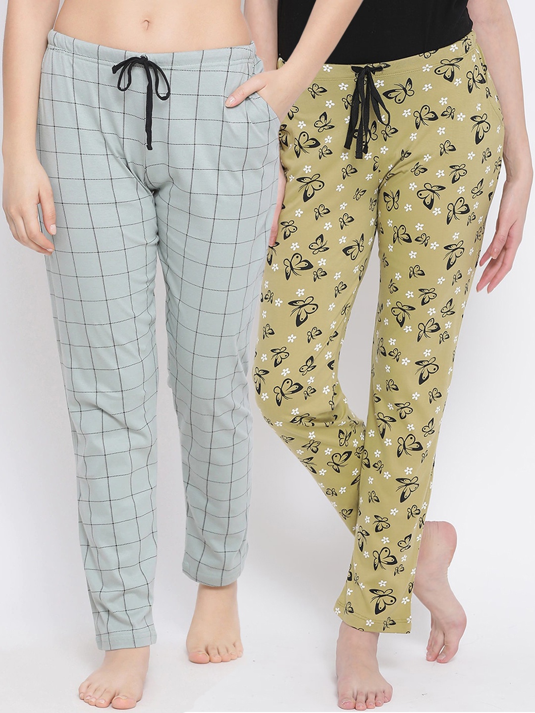 

Kanvin Women Pack of 2 Pure Cotton Lounge Pants, Mustard
