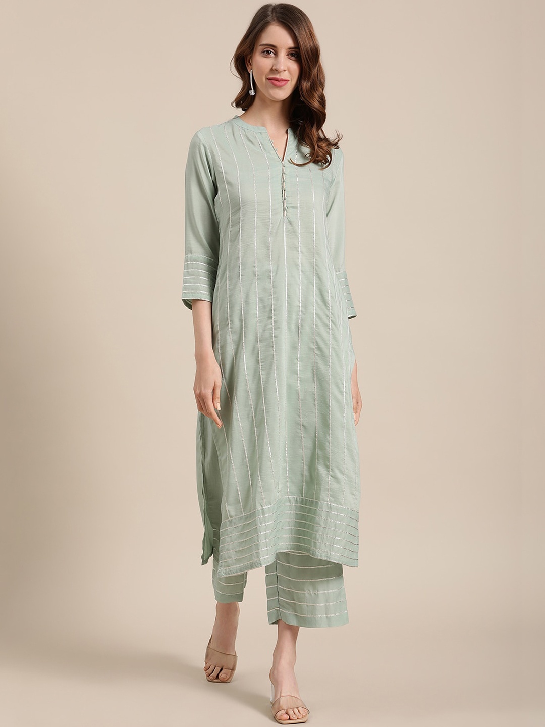Varanga Women Varanga Sea Green Colored Straight Kurta with Palazzo