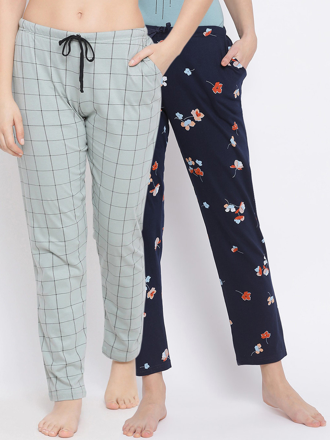 

Kanvin Women Pack of 2 Pure Cotton Lounge Pants, Navy blue