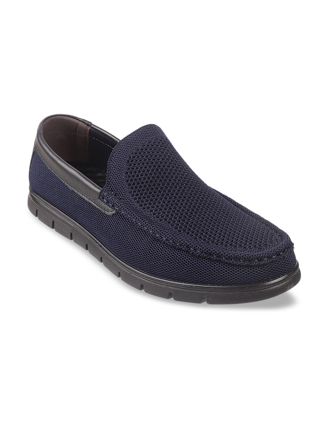 

Metro Men Navy Blue Woven Design Slip-On Sneakers