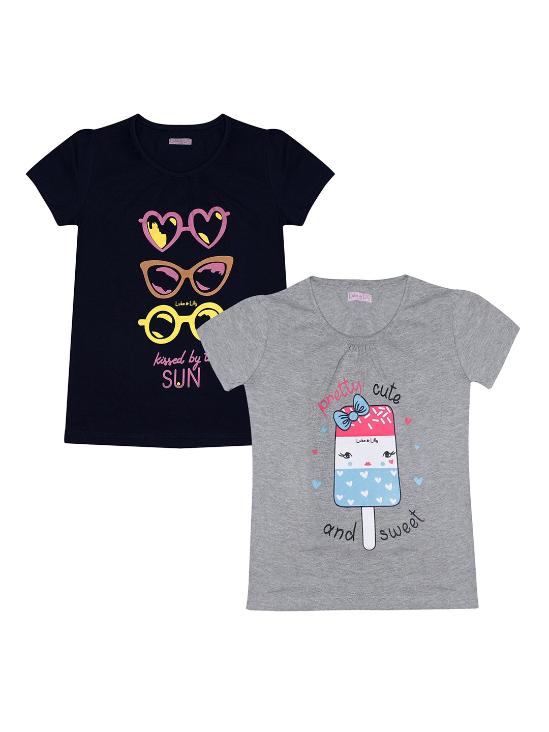 

Luke & Lilly Girls Pack of 2 Printed T-shirts, Navy blue