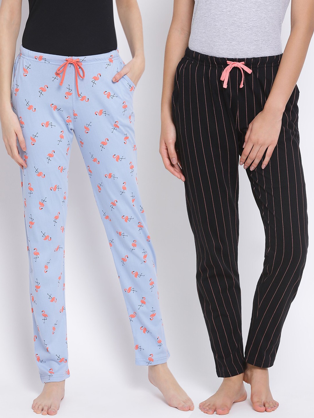

Kanvin Women Pack of 2 Pure Cotton Lounge Pants, Blue