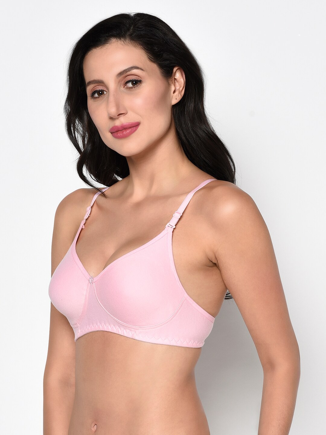 

PRETTYBOLD Baby Pink Solid Non-Wired Non Padded T-shirt Bra