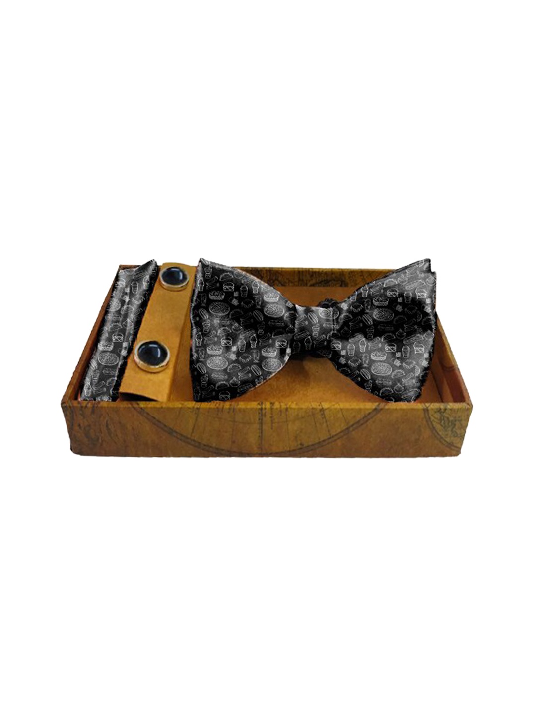 

Blacksmith Men Black & White Pizza Fantasy Printed Satin Accessory Gift Set