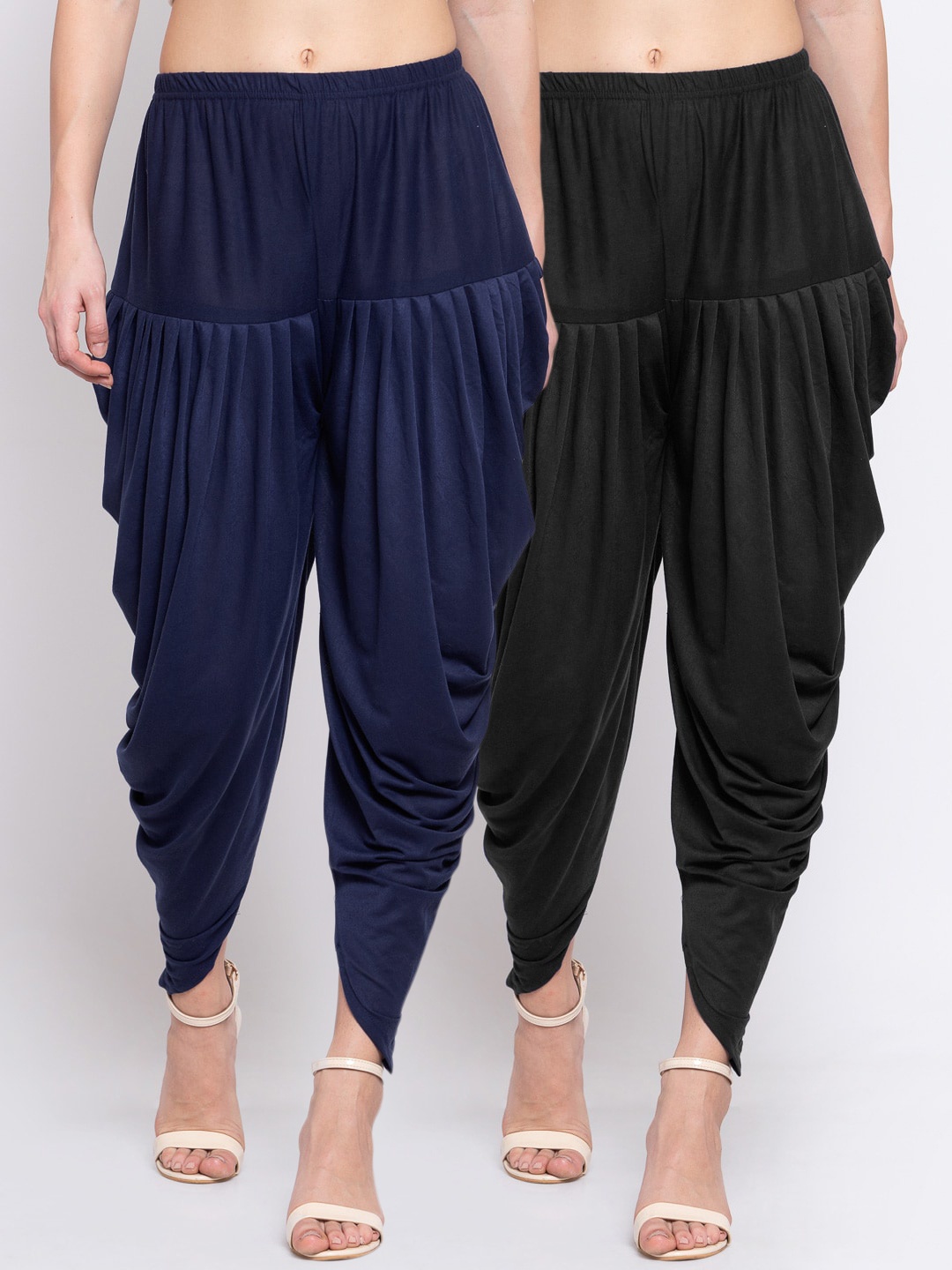 

KLOTTHE Women Pack Of 2 Navy Blue & Black Solid Dhoti Salwars