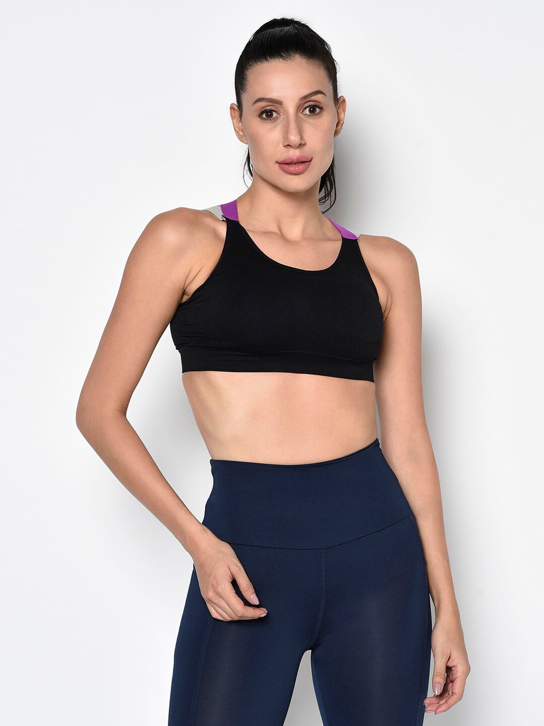 

PRETTYBOLD Black Solid Non-Wired Lightly Padded Workout Bra PBX-06 BLACK-C21