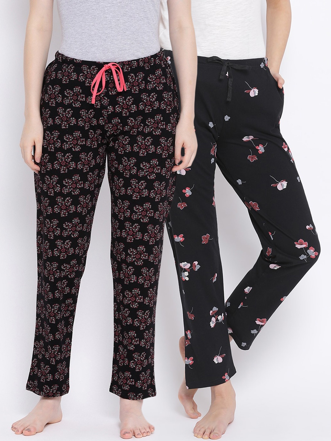 

Kanvin Women Pack Of 2 Black Printed Cotton Lounge Pants