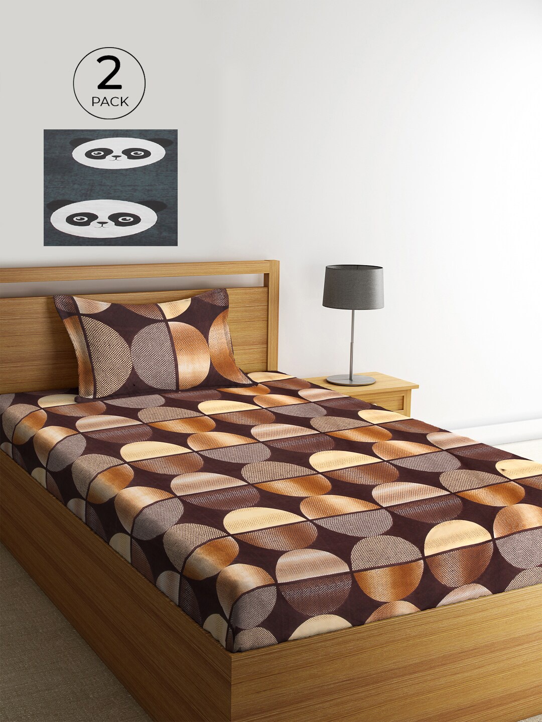 

KLOTTHE Multi Geometric 2 Single Bedsheet with 2 Pillow Covers, Grey