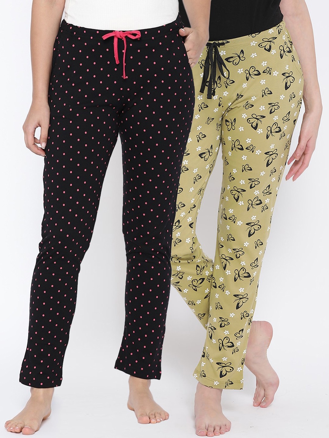 

Kanvin Women Pack Of 2 Printed Cotton Lounge Pants, Mustard