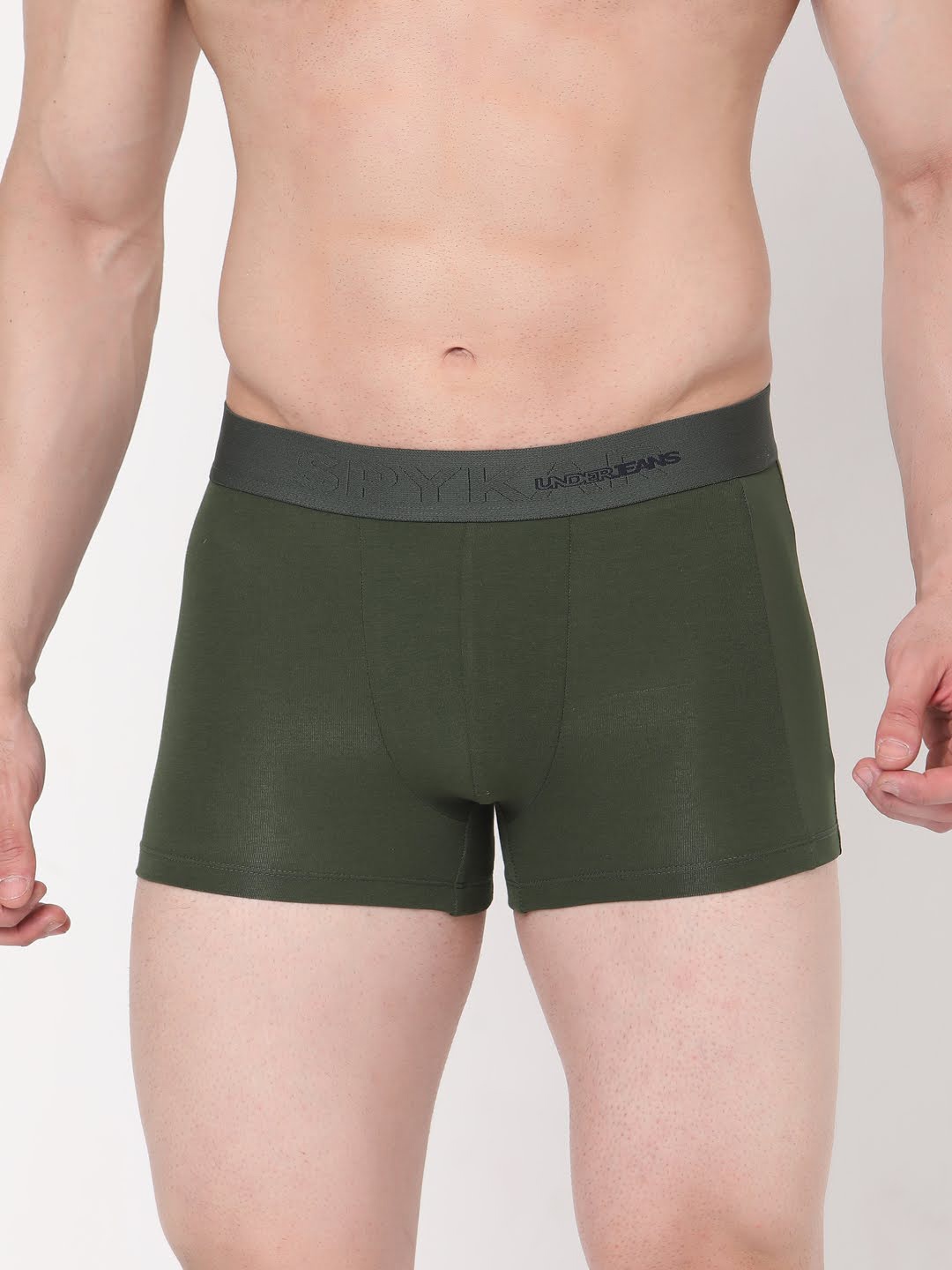

UnderJeans by Spykar Men Olive Green Solid Trunks UJMTRPTS004