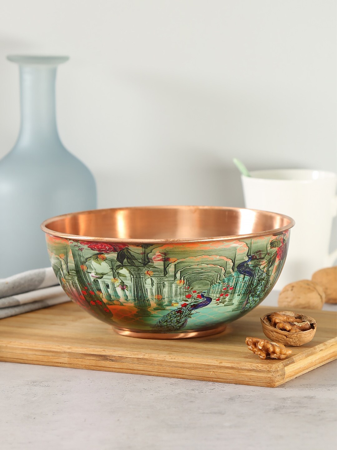 

India Circus by Krsnaa Mehta Green & Gold-Toned Copper Bowl