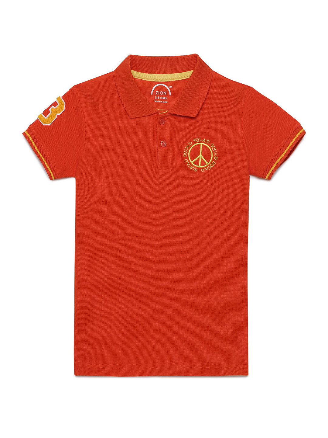 

ZION Boys Red Pure Cotton Solid Polo Collar Pure Cotton T-shirt