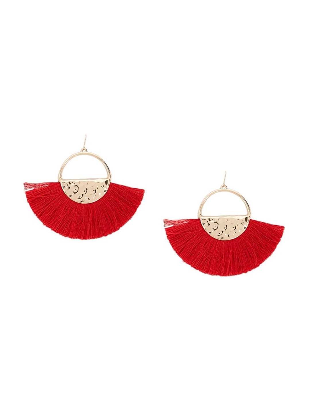 

FOREVER 21 Gold-Toned & Red Contemporary Hoop Earrings