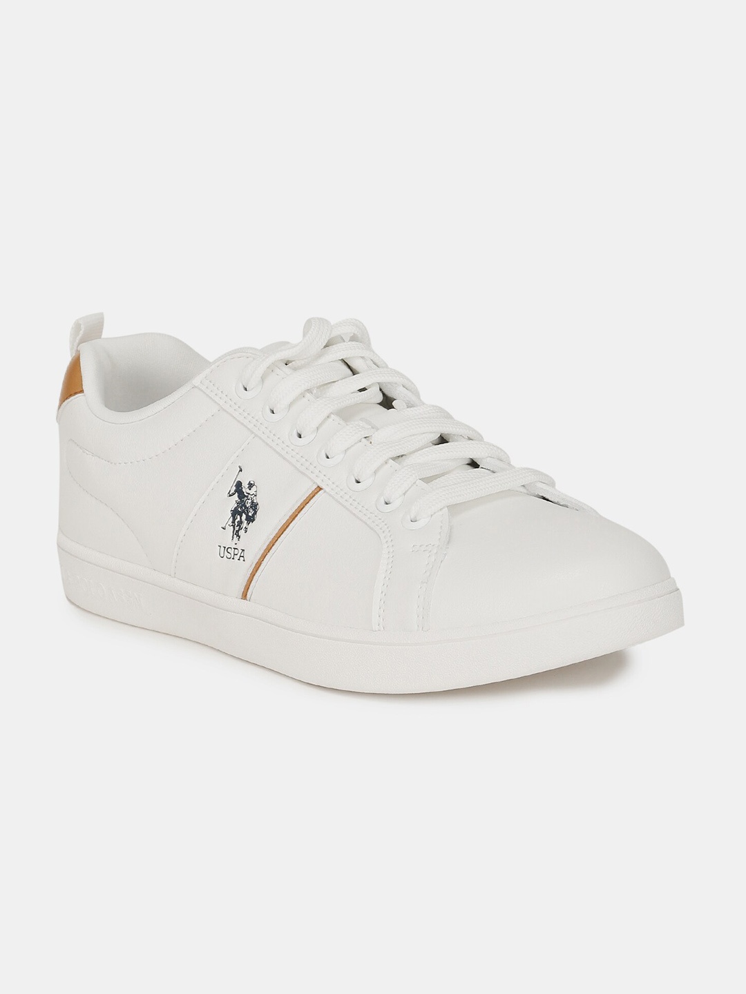 U S Polo Assn Men Off White PU Sneakers