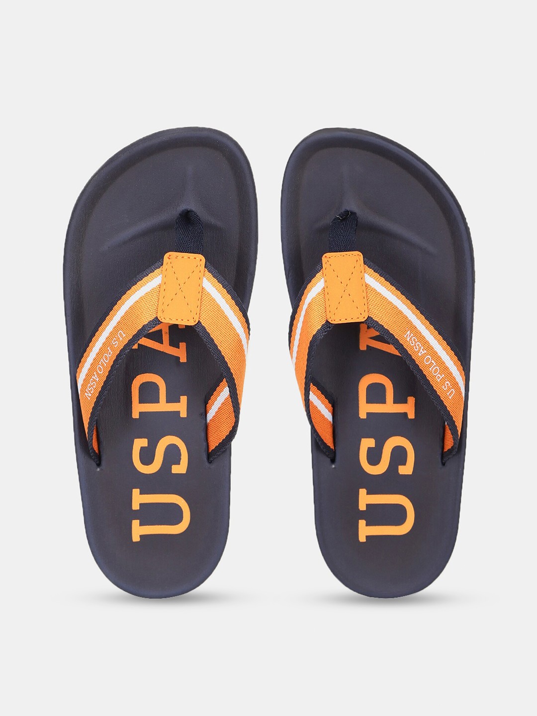 

U.S. Polo Assn. Men Orange Flip Flops, Charcoal