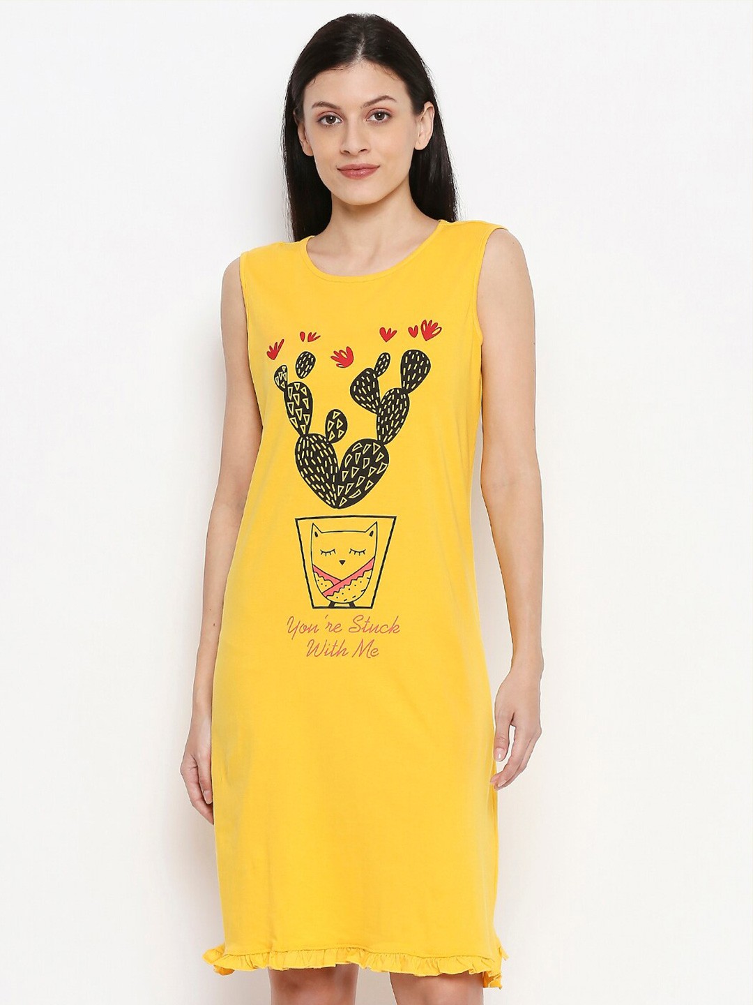

People Women Yellow Printed Nightdress