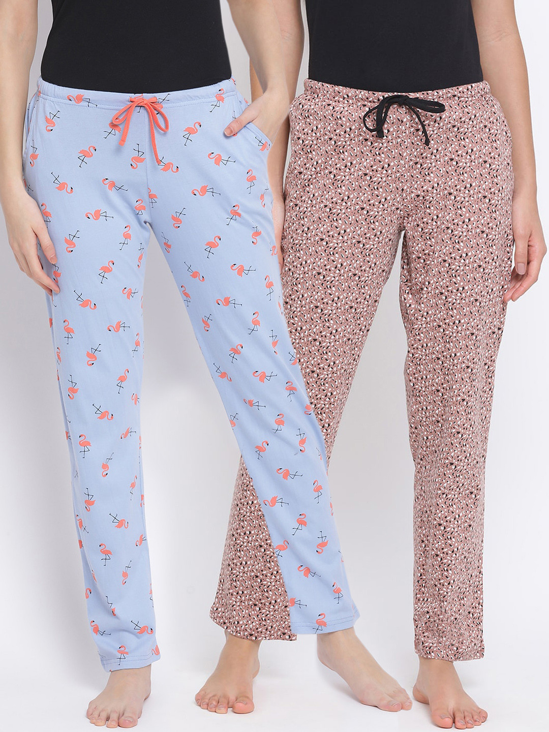 

Kanvin Women Pack Of 2 Printed Cotton Lounge Pants, Blue