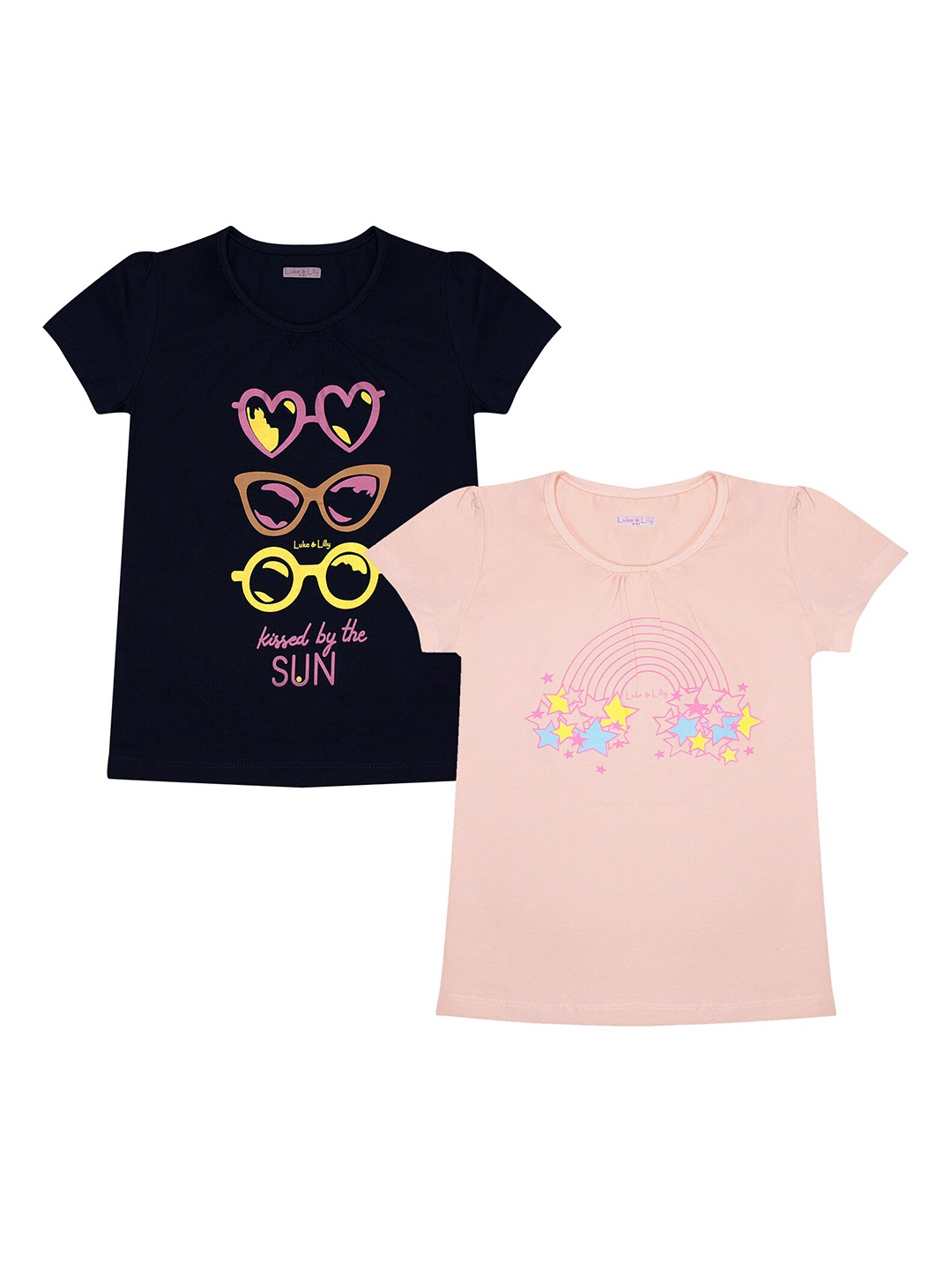

Luke & Lilly Girls Pack of 2 Printed T-shirts, Navy blue