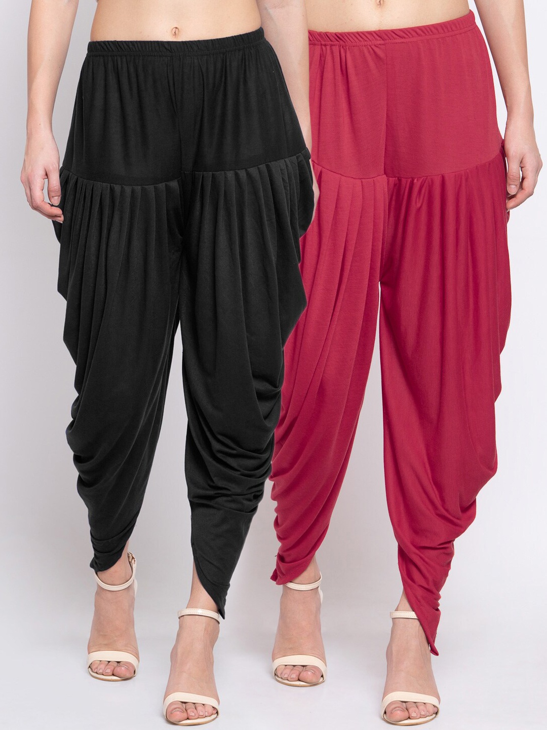 

KLOTTHE Women Pack Of 2 Magenta Pink & Black Solid Dhoti Salwars