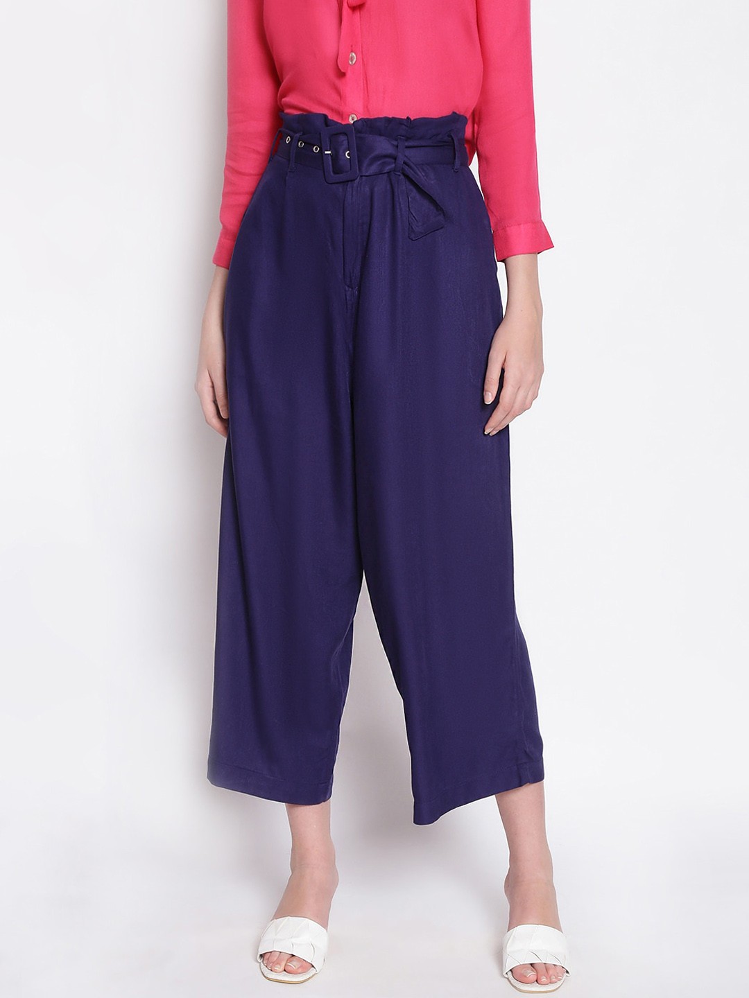 

Oxolloxo Women Navy Blue Regular Fit Solid Culottes