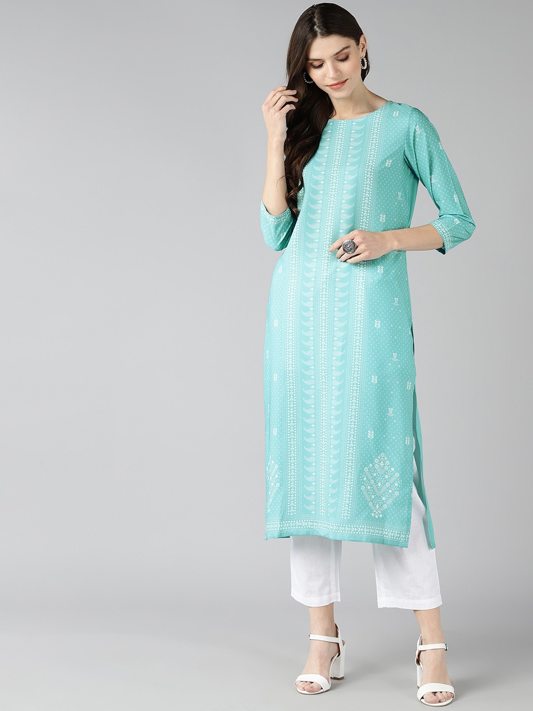 

AHIKA Women Blue Ethnic Motifs Printed Kurta