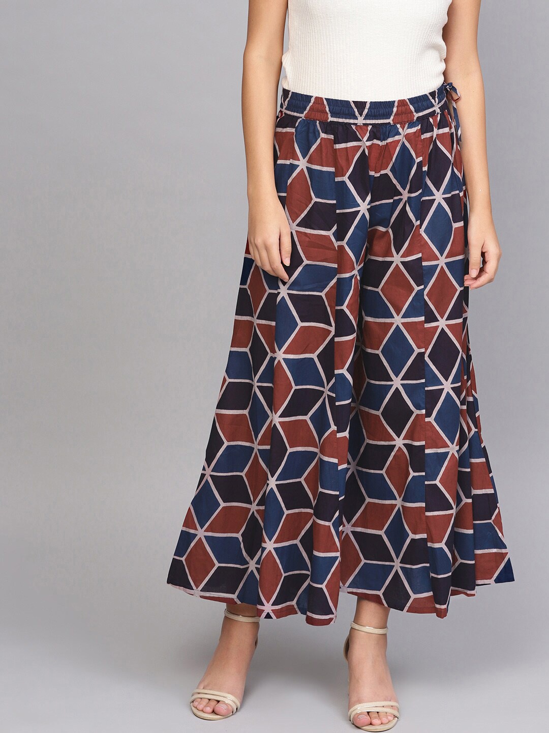 

Varanga Women Blue Printed Flared Palazzos