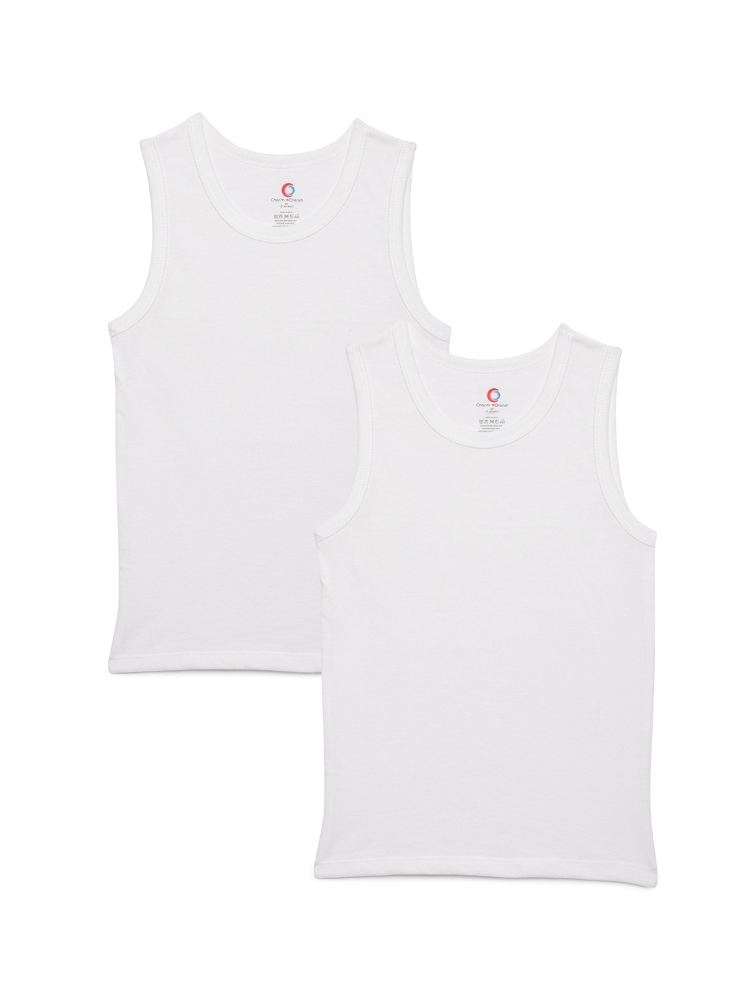 

Charm n Cherish Girls Pack Of 2 White Solid 100% Cotton Innerwear Vests