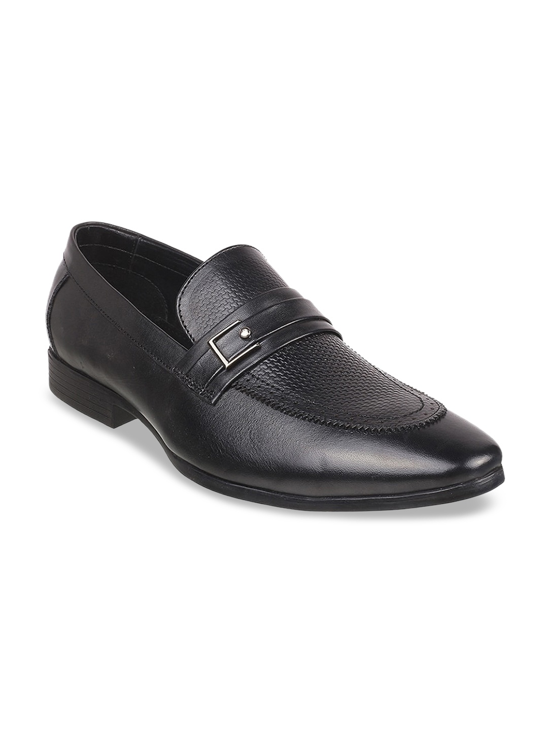 

Metro Men Black Textured Leather Formal Loafers