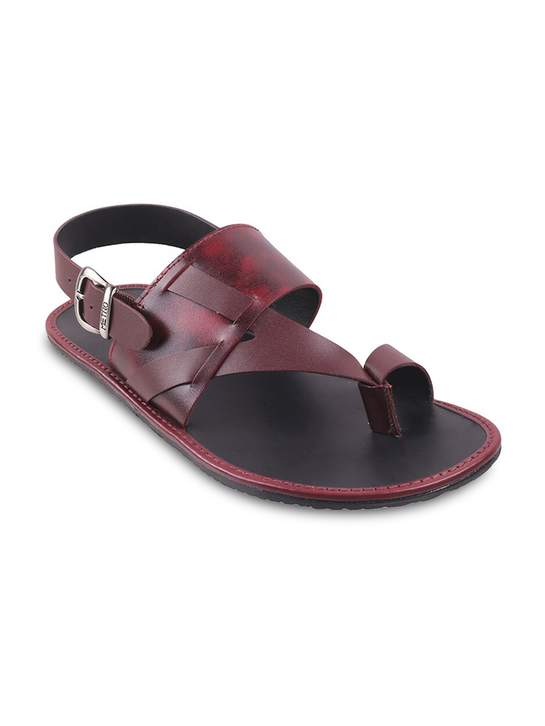 

Metro Men Maroon Leather Comfort Sandals