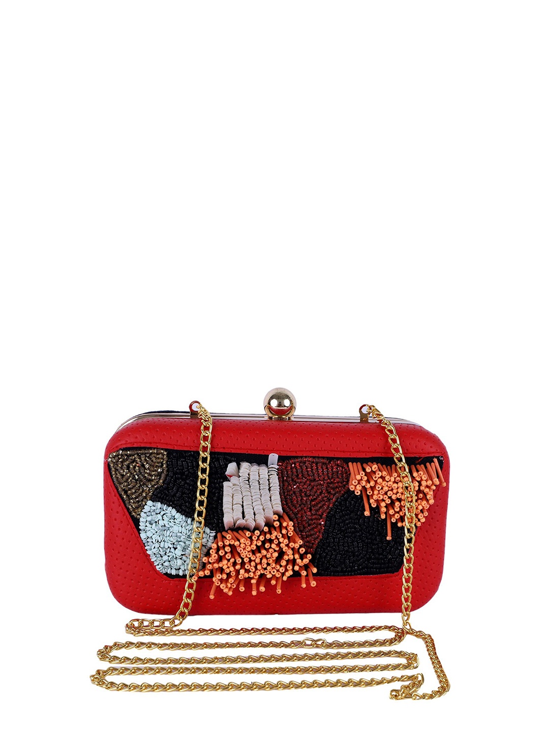 

REZZY Red & Black Embellished Embellished Clutch