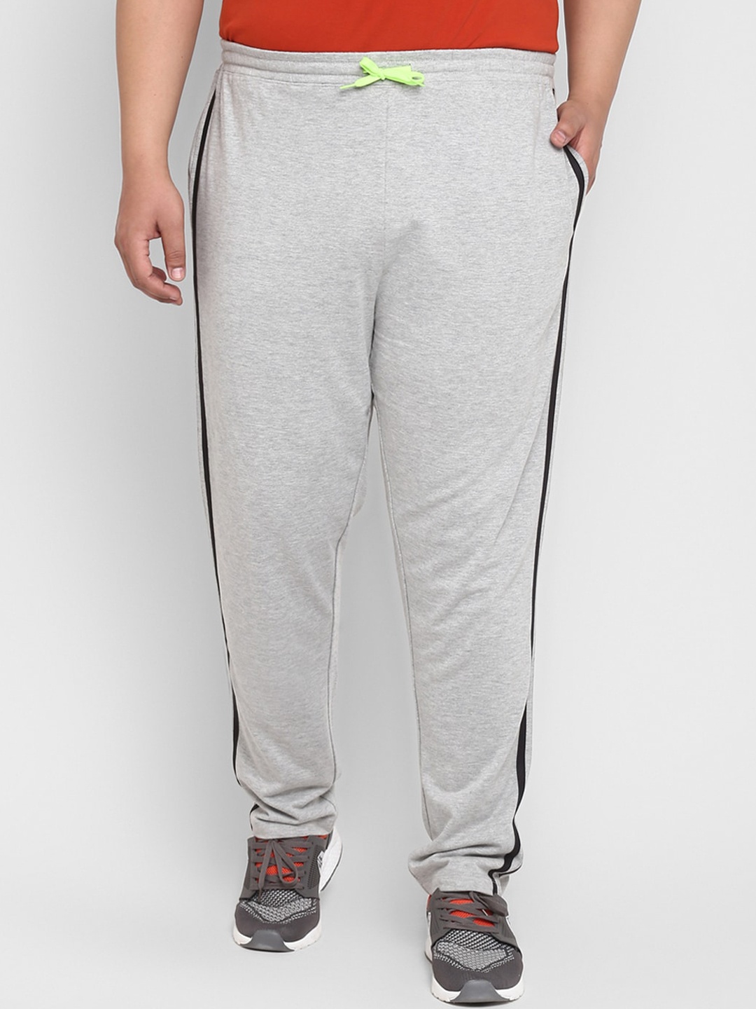 

Yuuki Plus Size Men Grey Melange Solid Straight-Fit Track Pants