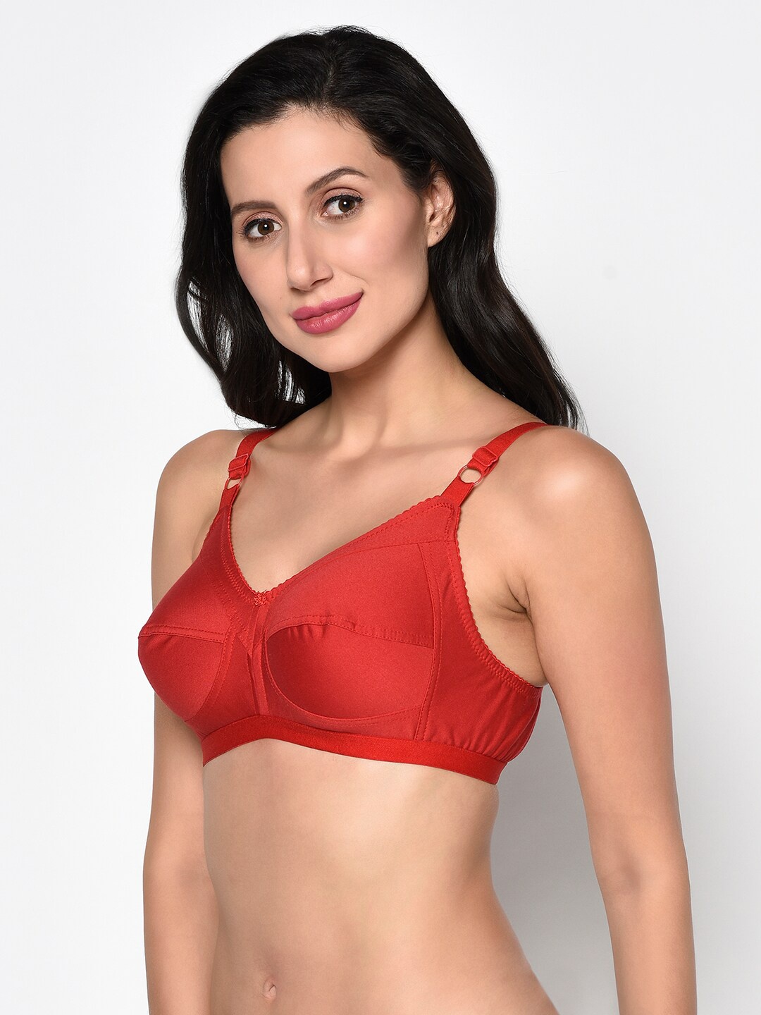 

PRETTYBOLD Red Solid Non-Wired Non Padded Everyday Bra PB-15 RED-C21-Red