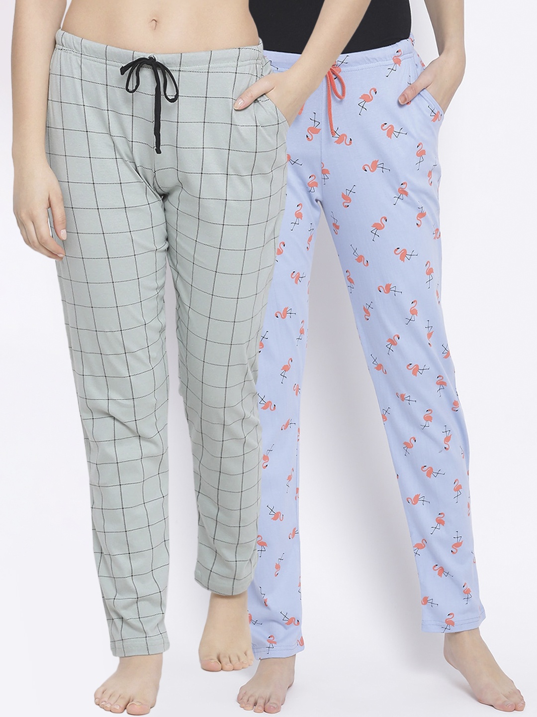 

Kanvin Women Pack of 2 Pure Cotton Lounge Pants, Blue