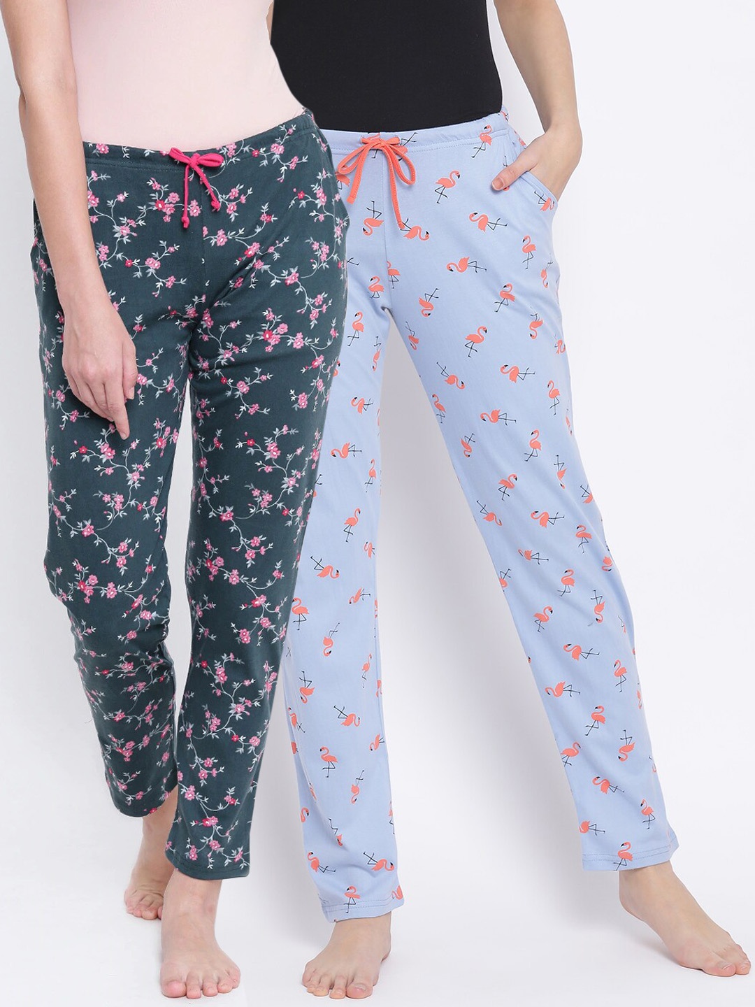 

Kanvin Women Pack Of 2 Printed Cotton Lounge Pants, Blue