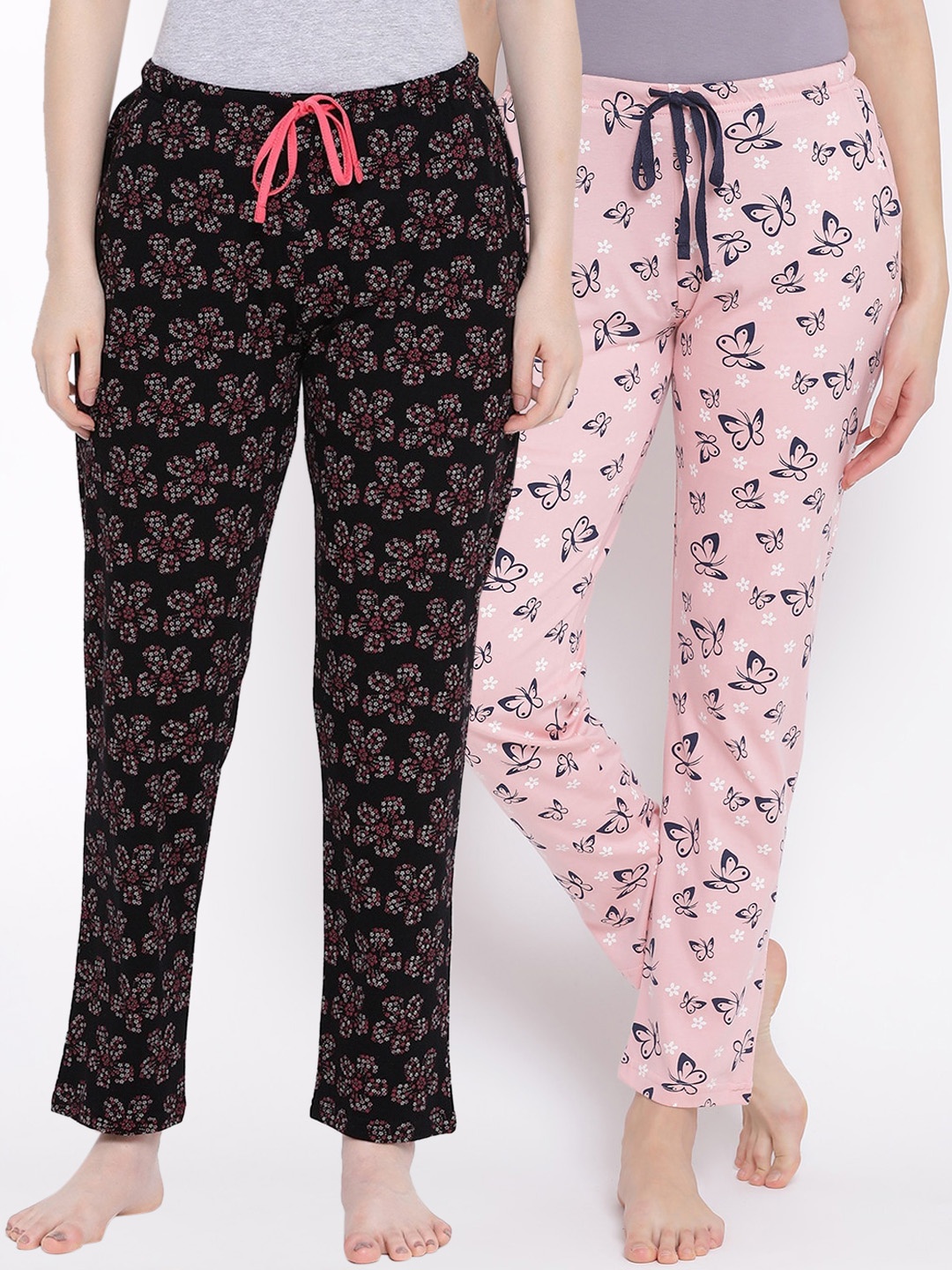 

Kanvin Women Pack Of 2 Printed Cotton Lounge Pants, Pink