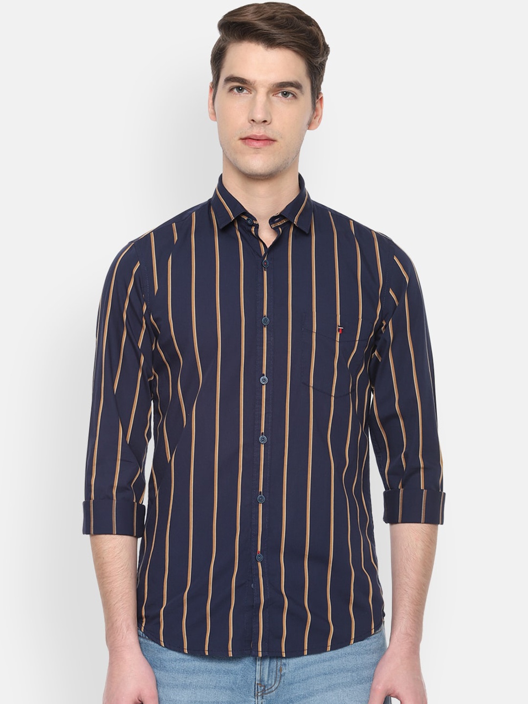 

Louis Philippe Sport Men Navy Blue Slim Fit Striped Casual Shirt