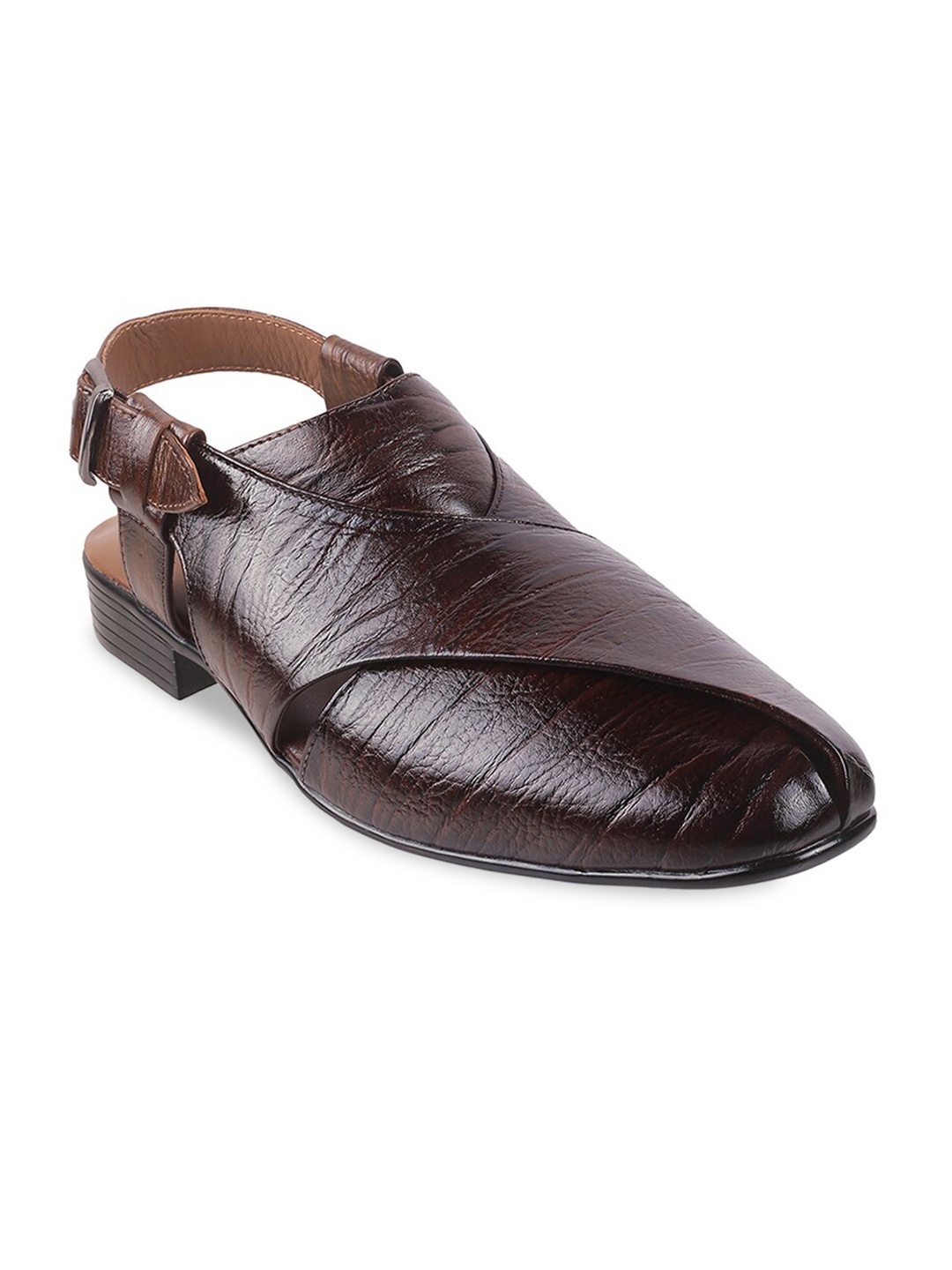 

Metro Men Brown Leather Shoe-Style Sandals