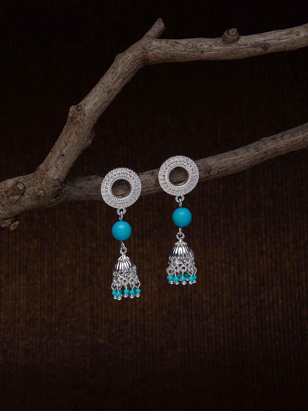 

Accessorize London Women Silver Ethnic Short Drop Jhumka