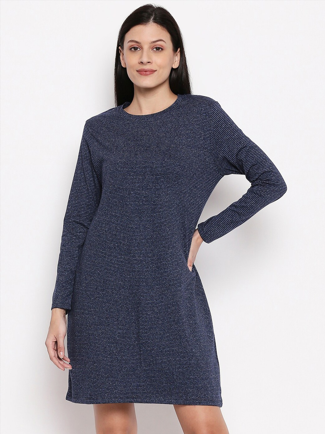People Women Blue Striped Nightdress