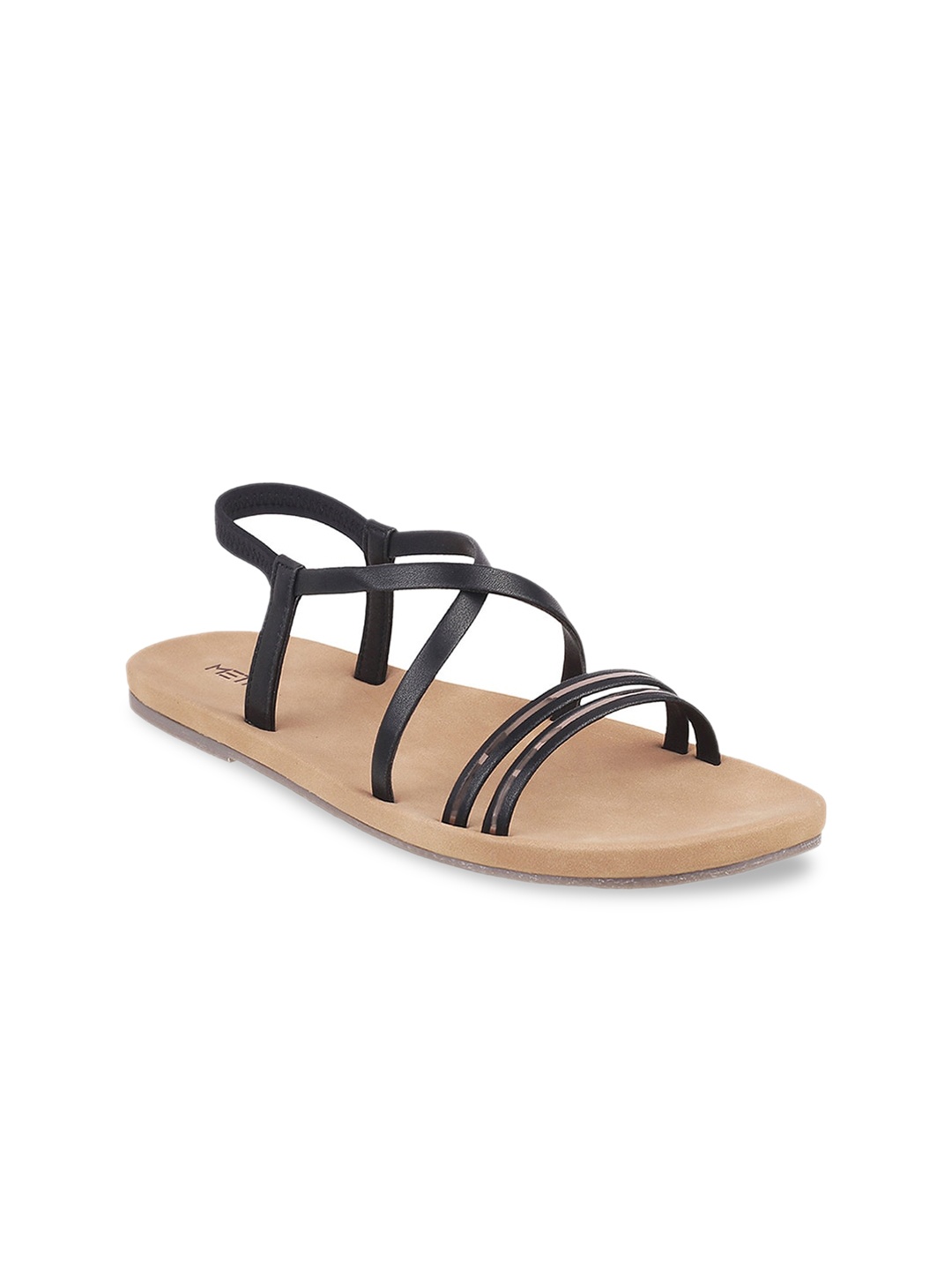 

Metro Women Black Solid Open Toe Flats