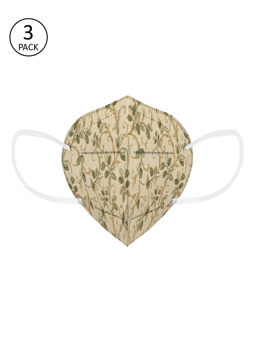 

Status Unisex Pack of 3 Printed 4-Ply Reusable Anti Pollution N95 Mask, Yellow