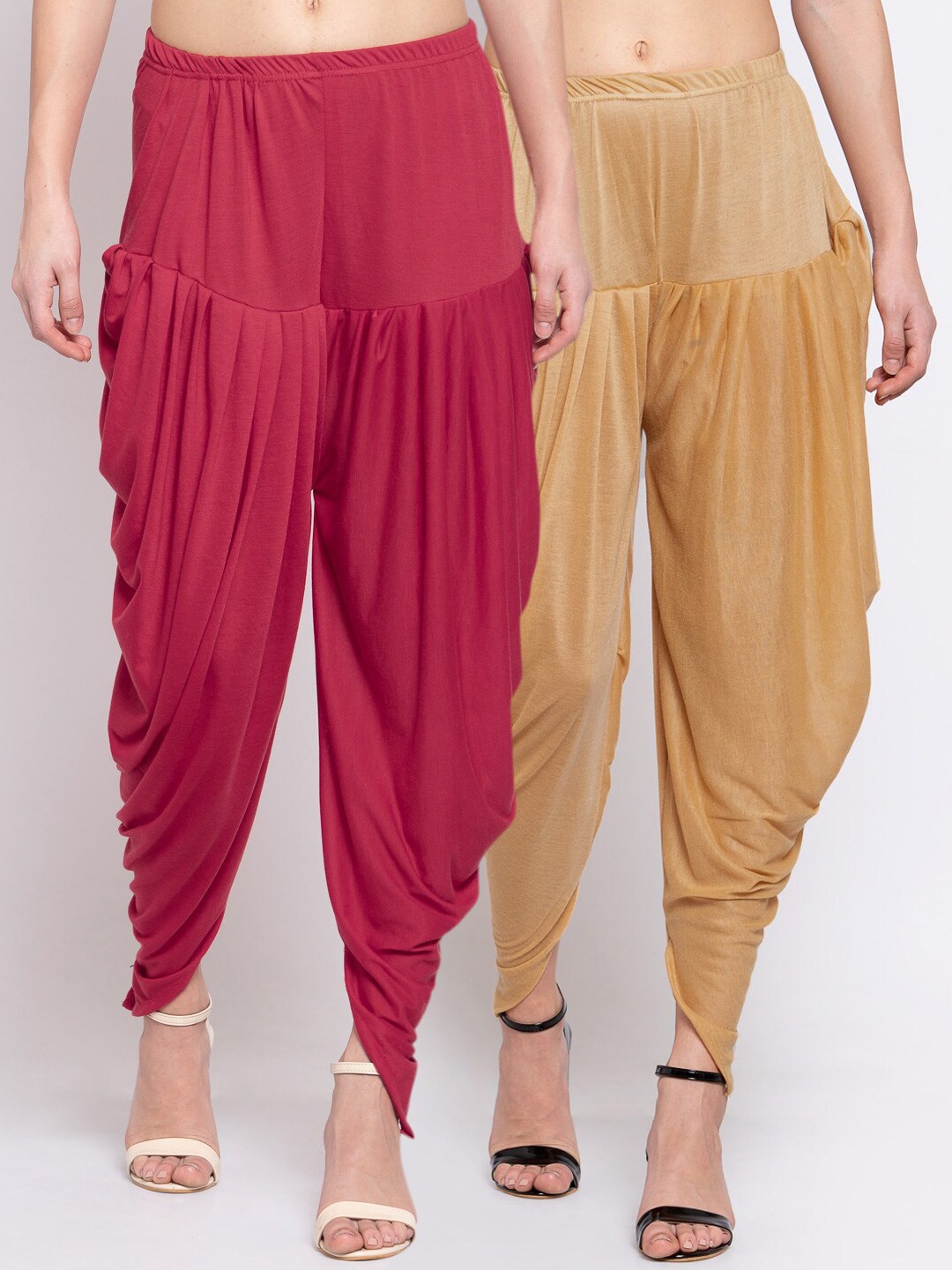 

KLOTTHE Women Pack Of 2 Maroon & Beige Solid Dhoti Salwars